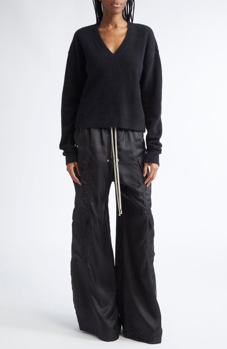 Rick Owens Cargobelas Satin Cargo Pants, Alternate, color, Black