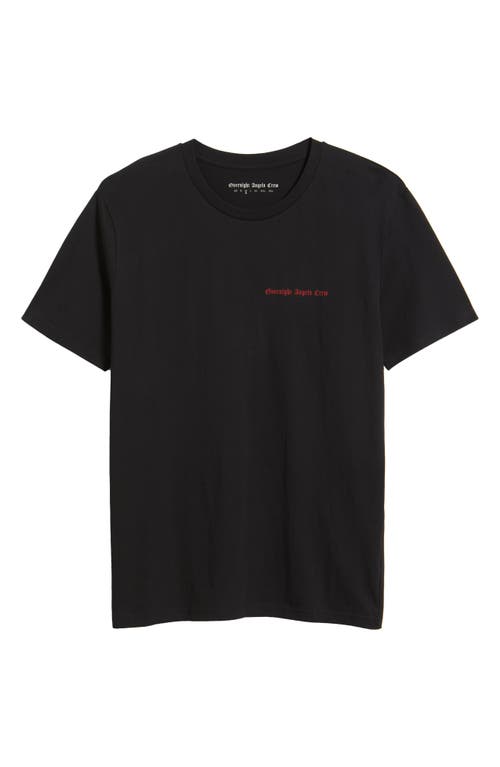 Overnight Angel Crew Red Graffiti Skull Organic Cotton Graphic T-shirt In Black