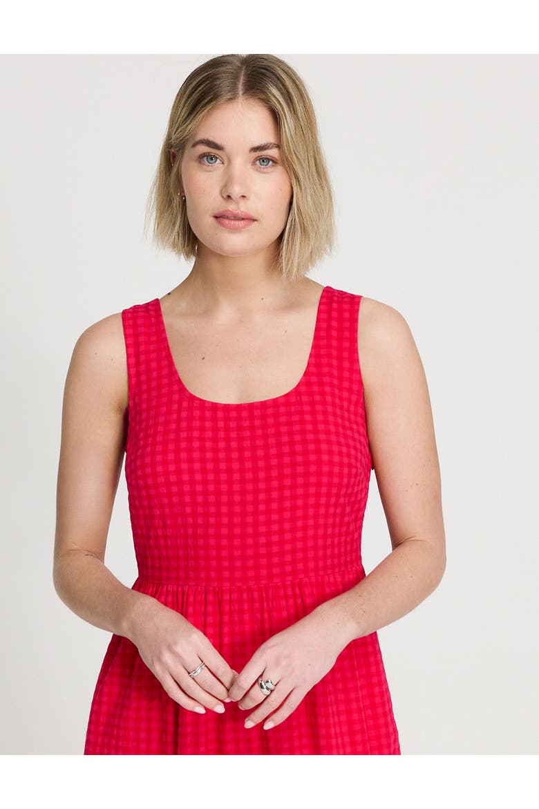 Petite Cara Gingham Seersucker Dress, Alternate, color, Pink