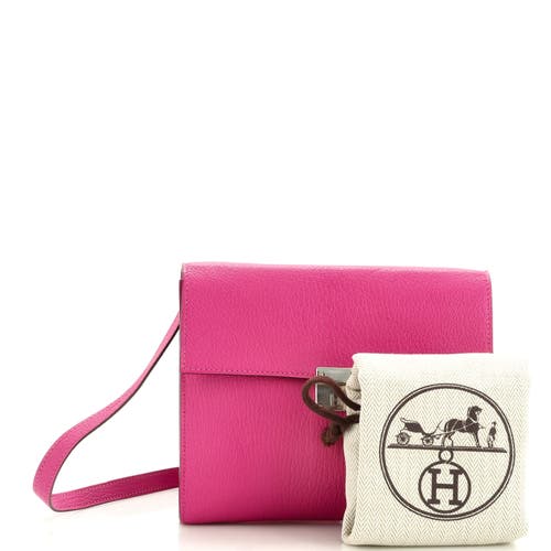 Pre-owned Hermes Hermes Clic Wallet On Strap Chevre Mysore 16 In Pink