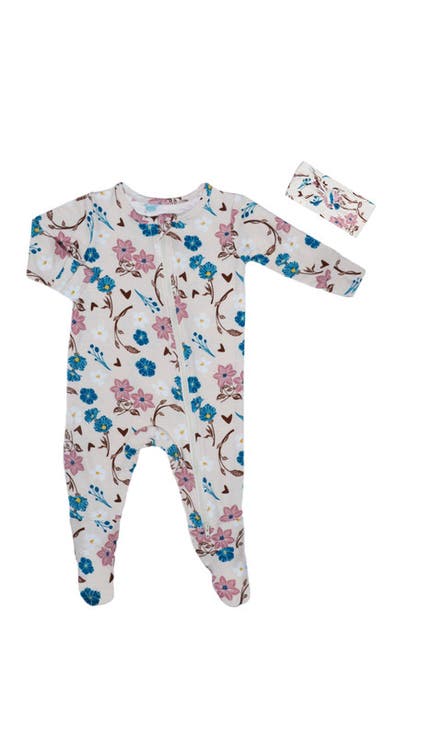 Jersey Long Sleeve Footie & Head Wrap Set