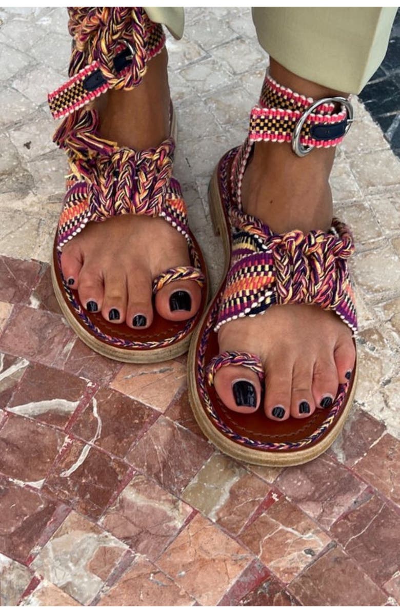 Amambaih Lorena Flat Sandals, Alternate, color, Isle