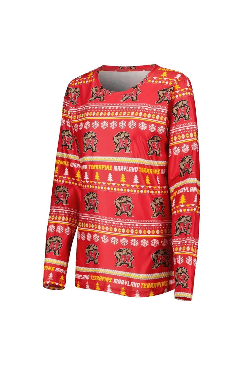 Women's Concepts Sport Red Maryland Terrapins Holiday Long Sleeve T-Shirt and Pants Sleep Set, Alternate, color, Red