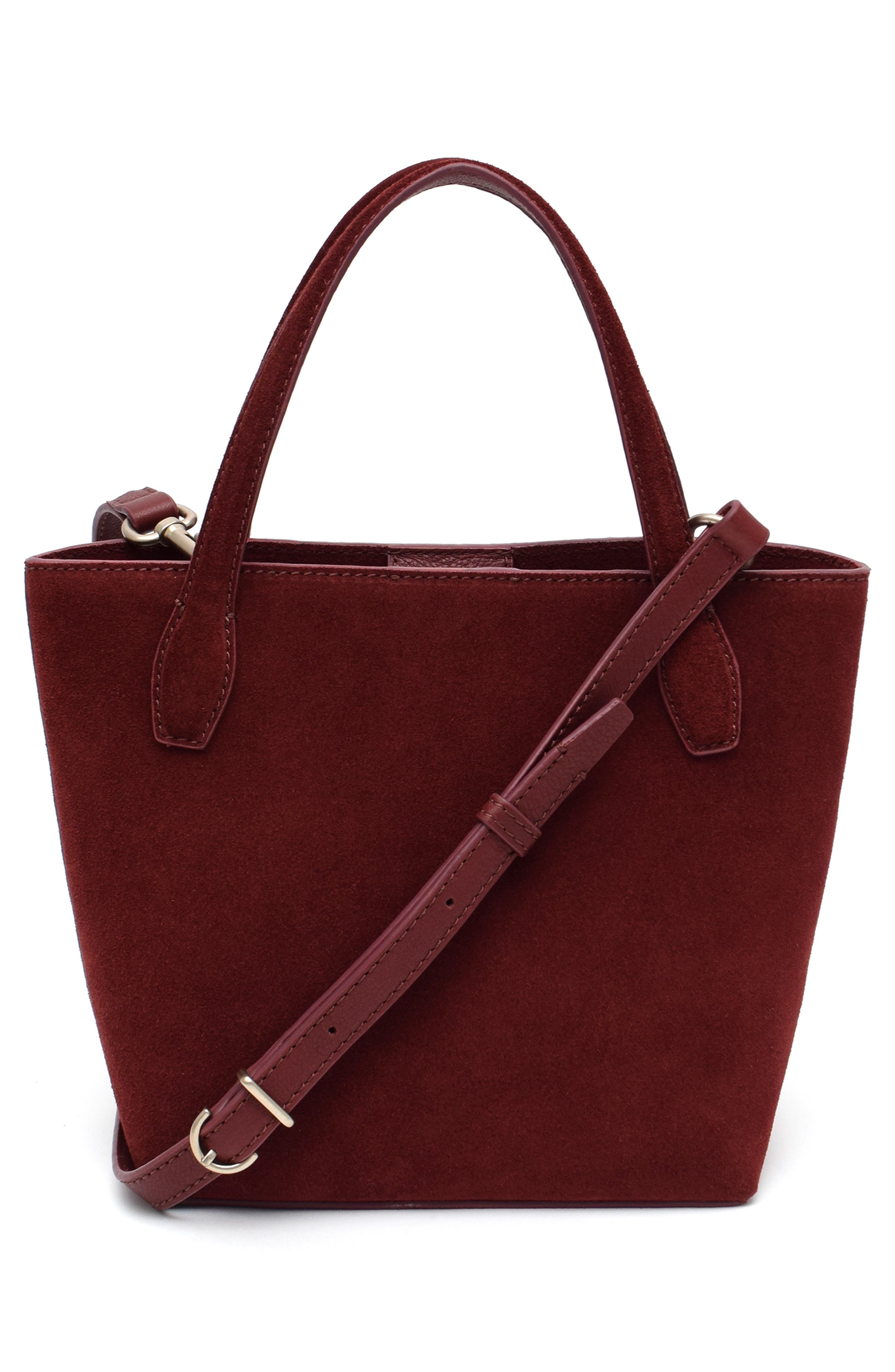 New Amsterdam Leatherworks Asher Suede Crossbody Tote Bag, Alternate, color, Claret
