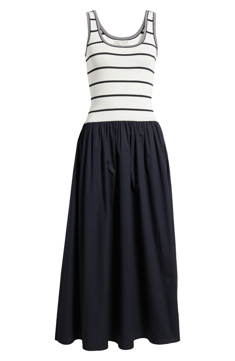 MOON RIVER Mixed Media Maxi Dress, Alternate, color, Navy