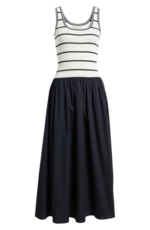 Shop Moon River Mixed Media Maxi Dress In Navy