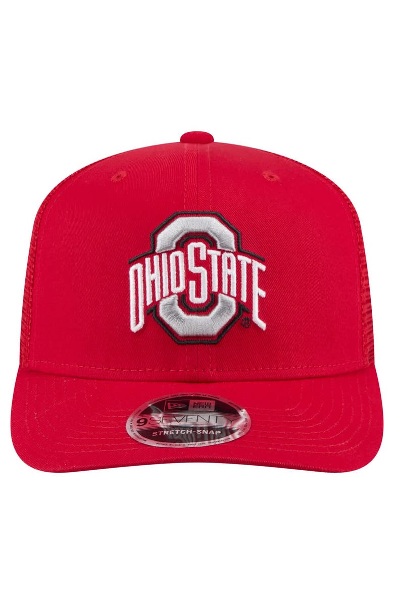 New Era Men's New Era Scarlet Ohio State Buckeyes Primary 9SEVENTY Trucker Stretch-Snap Hat, Alternate, color, 
