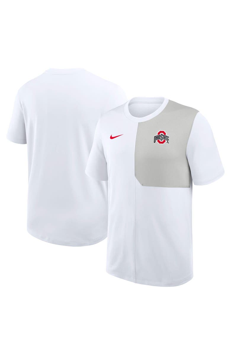 Nike Men's Nike White Ohio State Buckeyes 2025 Sideline UV Performance Coach T-Shirt, Alternate, color, White