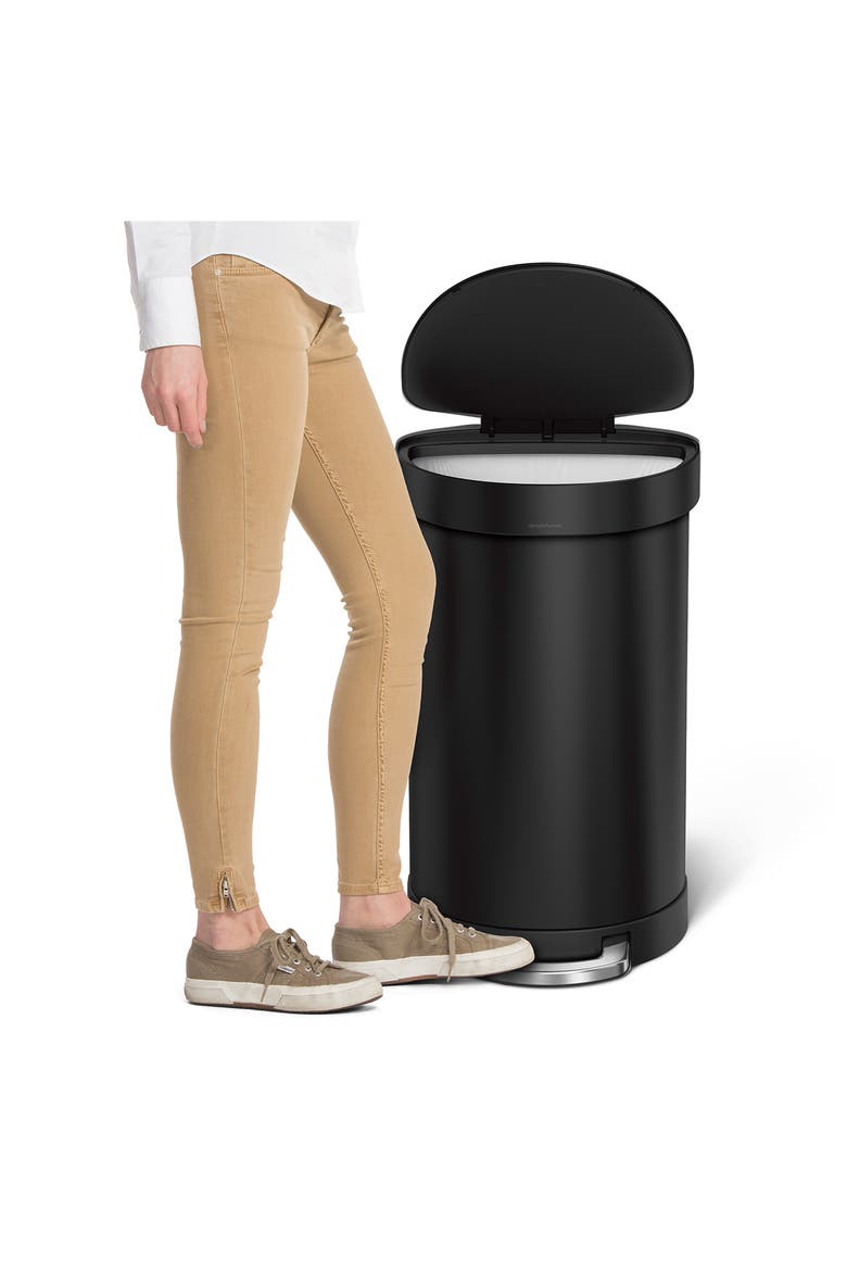 45L semi-round step can, Alternate, color, MATTE BLACK