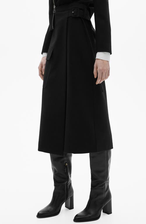 Mango Buckle Wrap Midi Skirt In Black