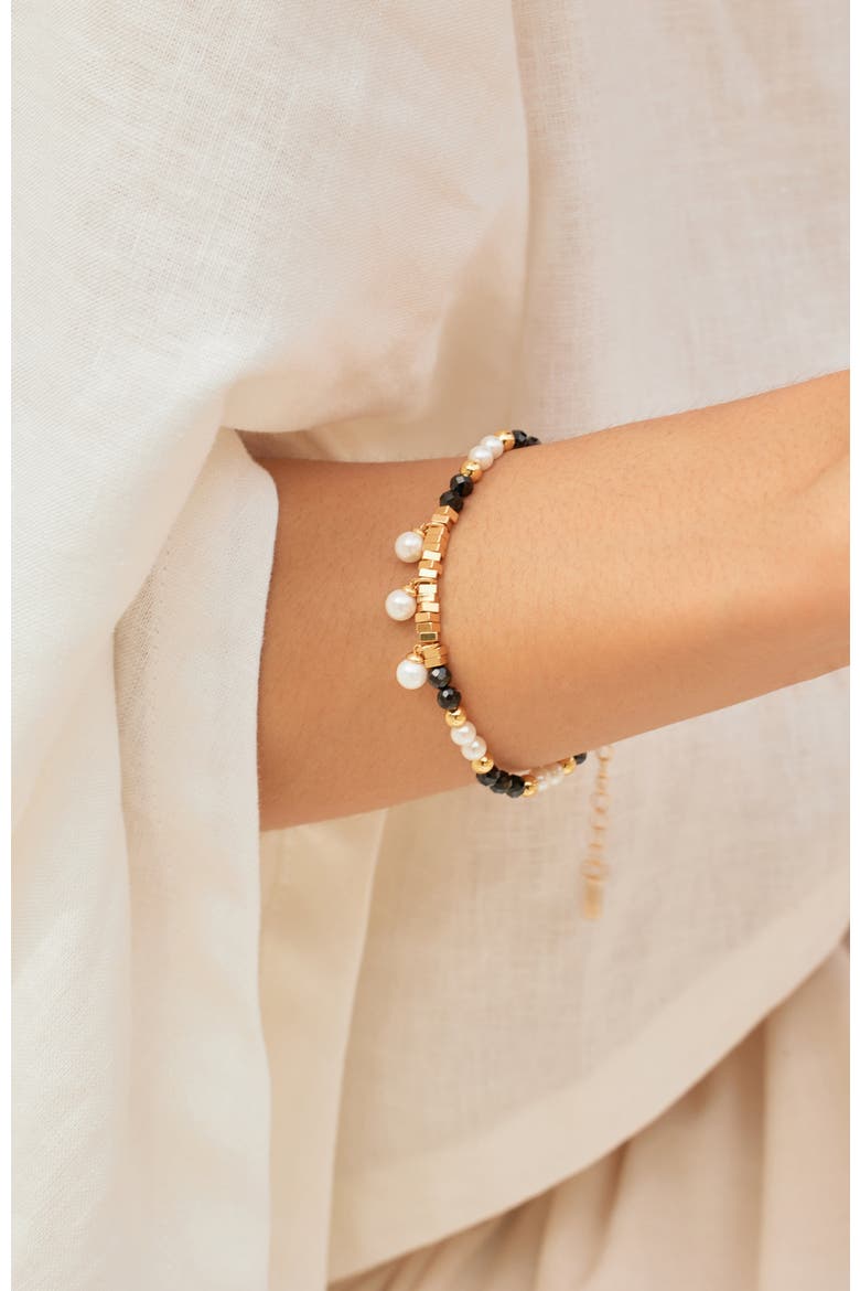 Poseidon Bracelet, Alternate, color, Black & White & Gold