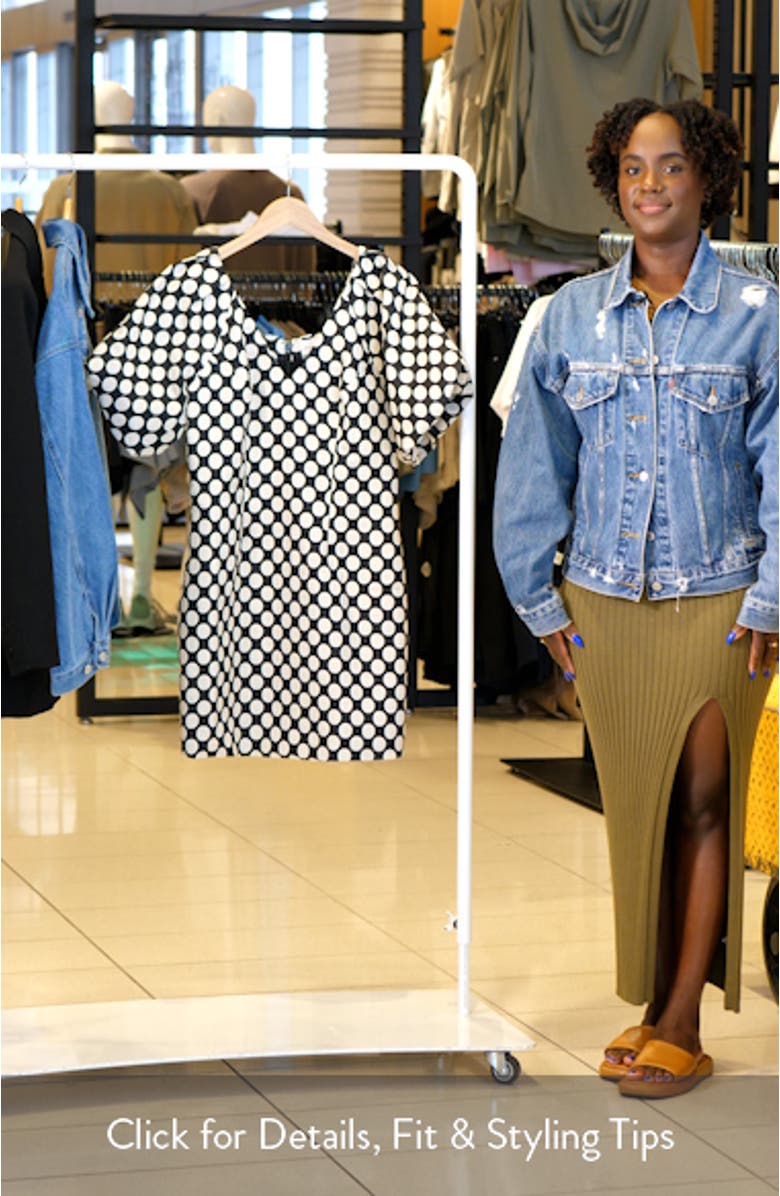 Willow Puff Sleeve Dot Jacquard Sheath Dress, sales video thumbnail