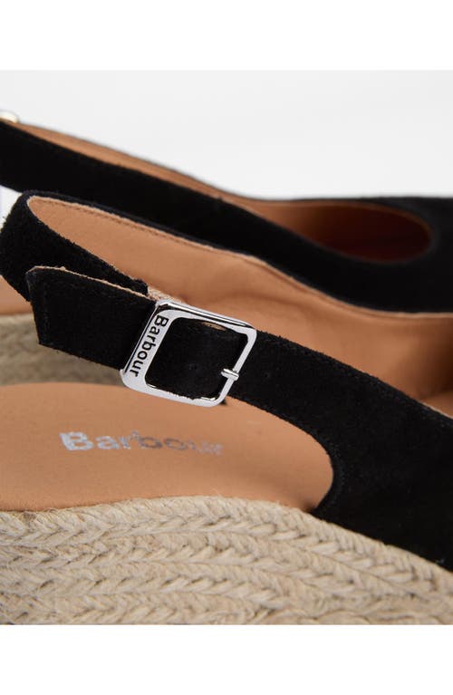 Barbour Hazel Slingback Espadrille Wedge Sandal In Black Suede