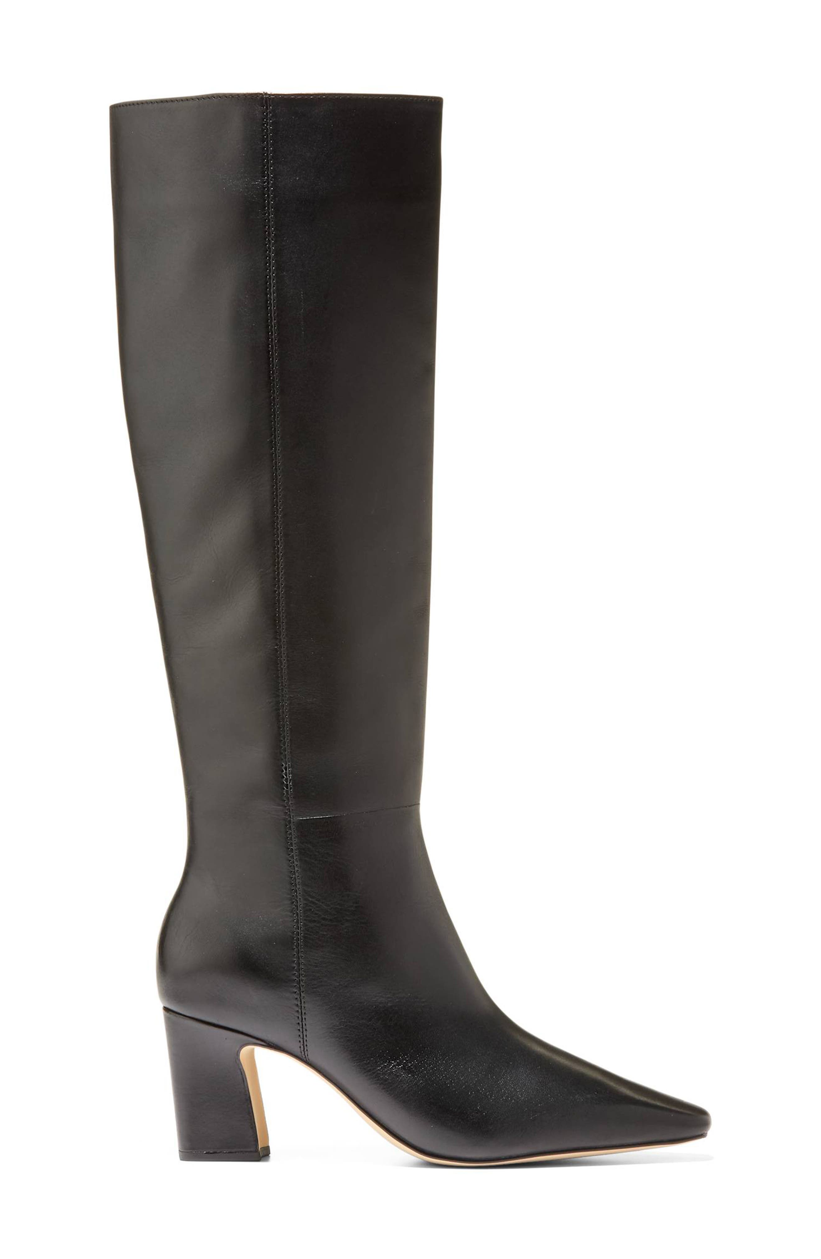Blanche Snip Toe Knee High Boots, Alternate, color, BLACK LEATHER