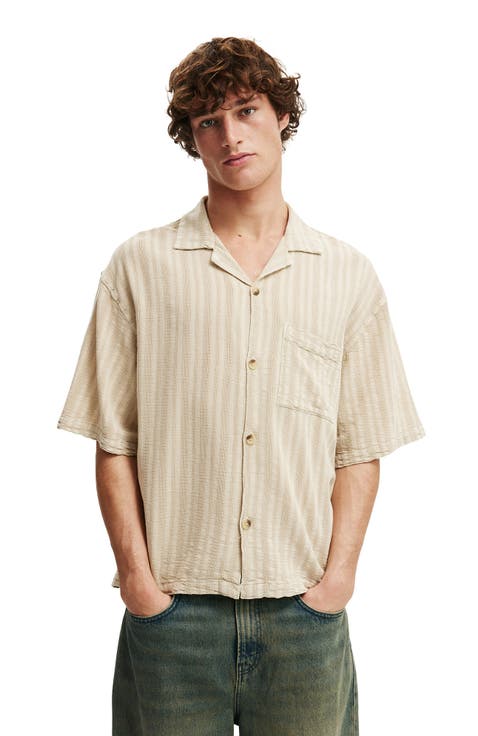 Tシャツ・カットソー DUVETICA Fontremoly Light Ivory Men's Short Sleeve Collared Men's Ivory Short Sleeve Shirts | Nordstrom