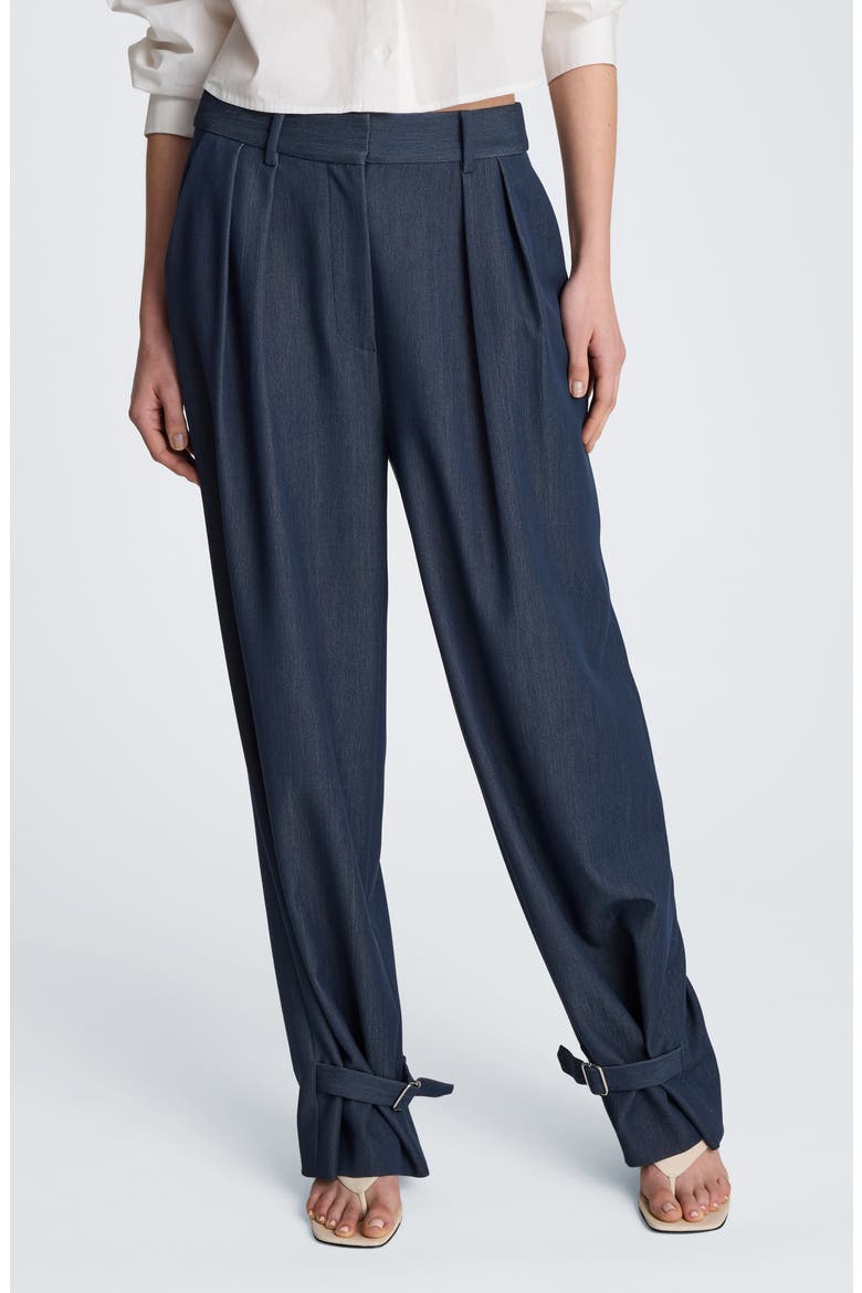 High Waist Belted Cuff Tapered Pants, Main, color, MIDNIGHT MELANGE