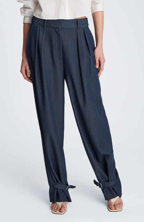 High Waist Belted Cuff Tapered Pants