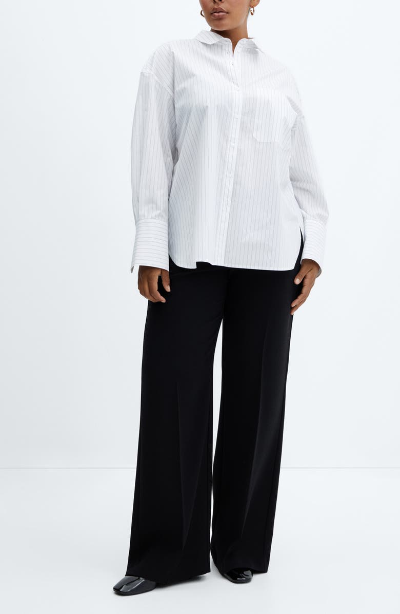 MANGO Stripe Cotton Button-Up Shirt, Alternate, color, 