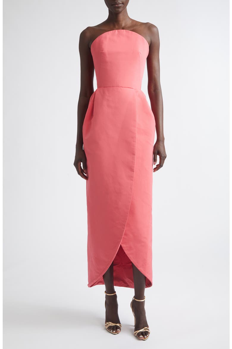 Strapless Faille Gown, Main, color, GUAVA