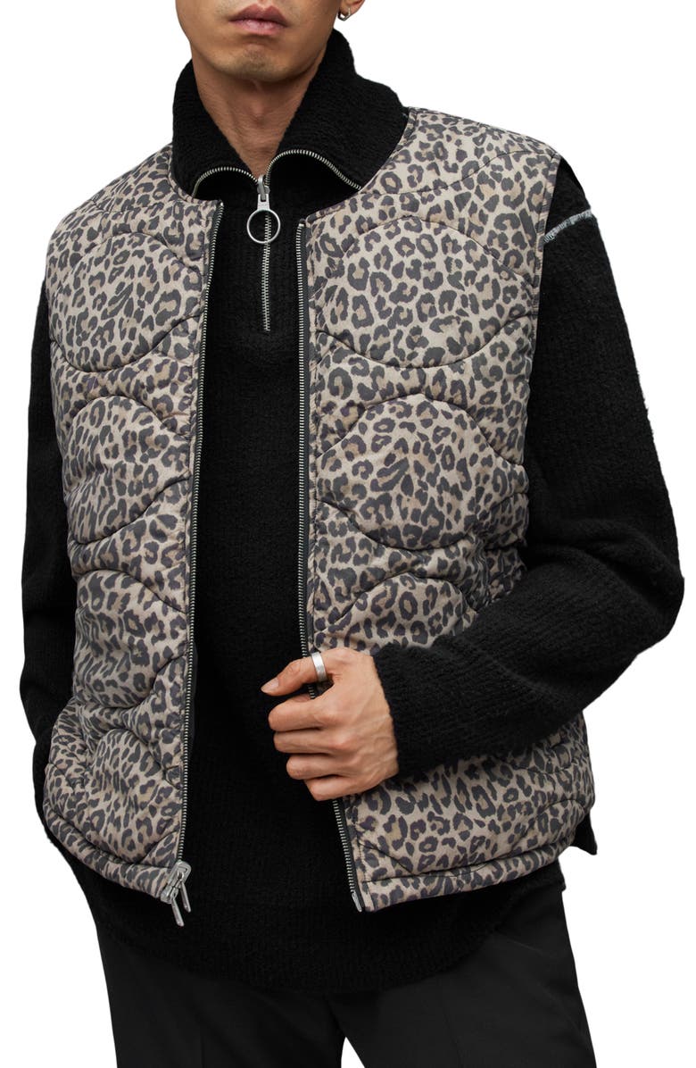 AllSaints Underground Reversible Leopard Print Vest, Main, color,