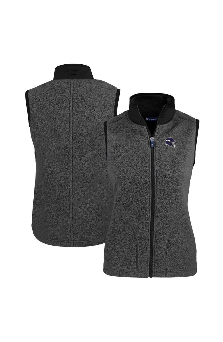 Cutter & Buck Women's Cutter & Buck Gray Minnesota Vikings Helmet Logo Cascade Eco Sherpa Fleece Full-Zip Vest, Main, color, 