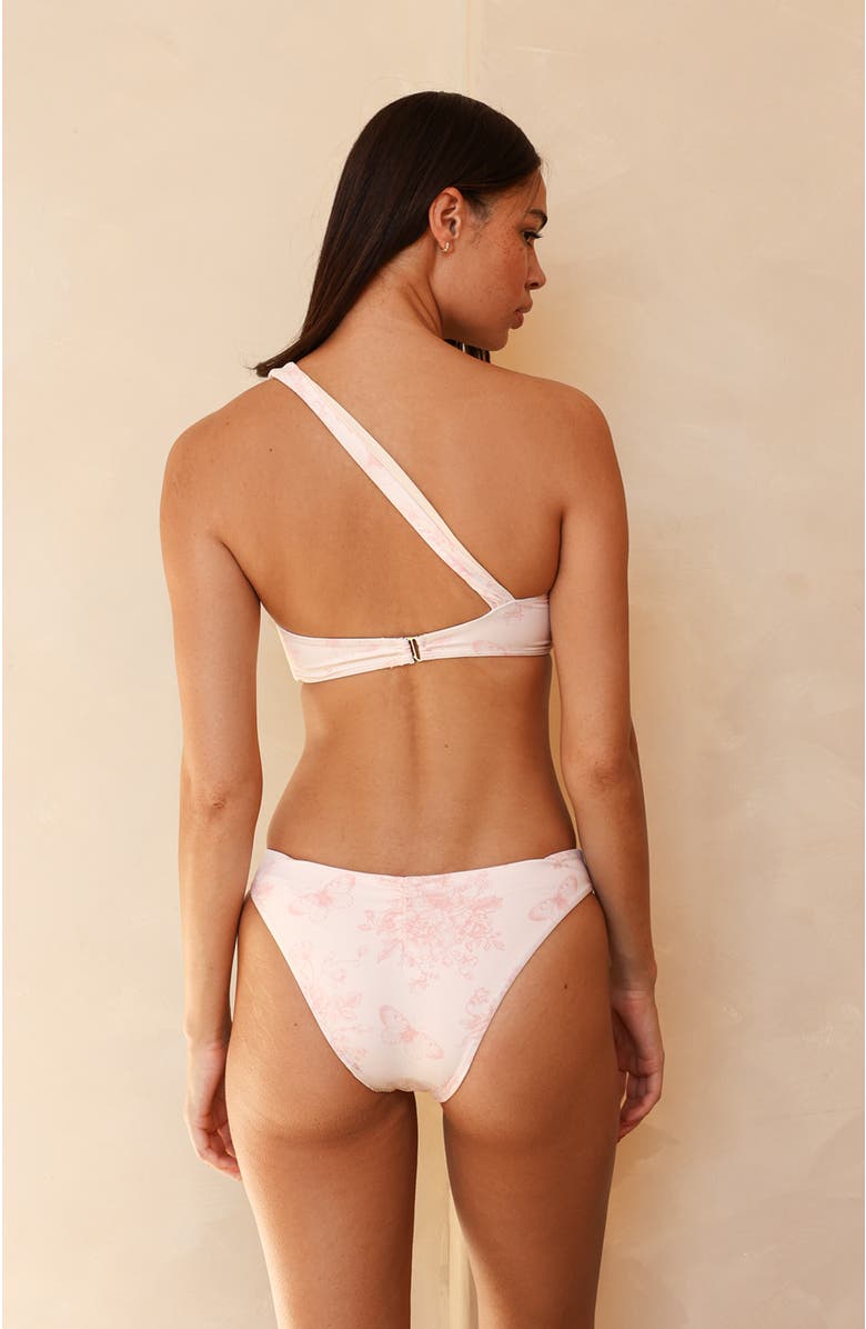 Dippin Daisys Frankie Asymmetrical Bandeau Bikini Top, Alternate, color, Je Taime Fleur