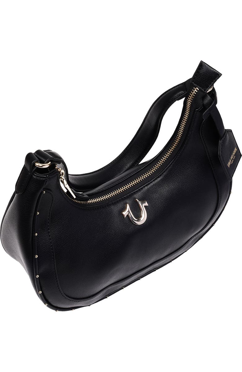 True Religion Zip Top Crescent Hobo Bag, Alternate, color, Black