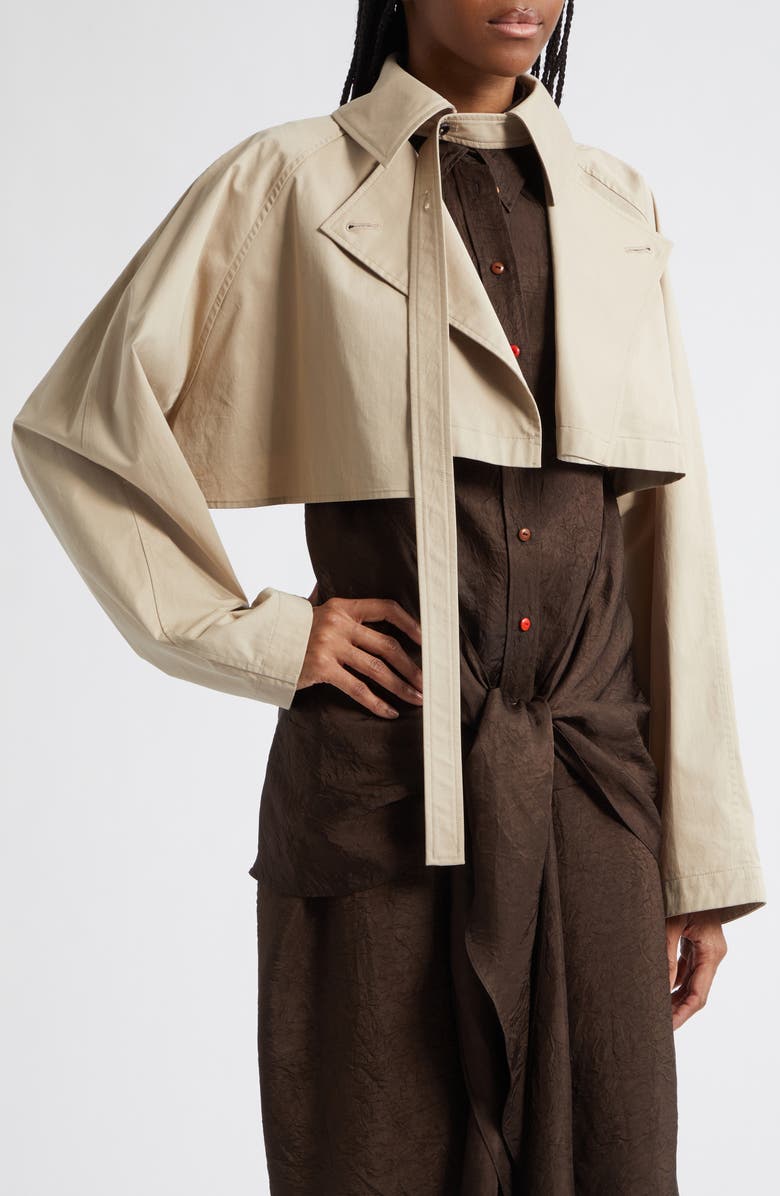 OSSOU Maeve Crop Trench Coat, Alternate, color, Fawn
