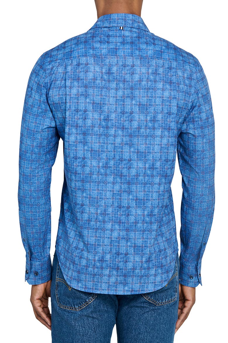Flannel Print Woven Long Sleeve Basic, Alternate, color, DK DENIM