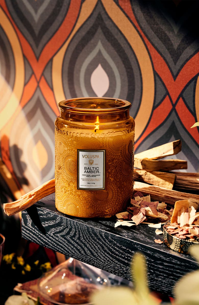 Baltic Amber Large Embossed Glass Jar Candle