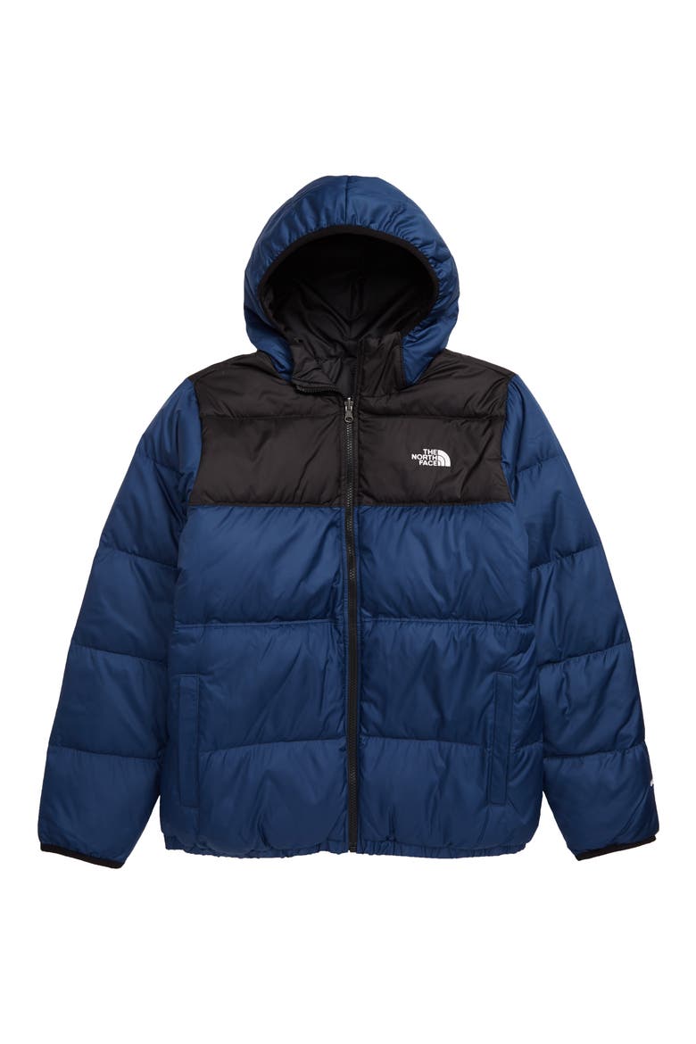 Kids' Moondoggy Water Repellent Reversible Down Jacket, Main, color, TNF BLACK/ SHADY BLUE