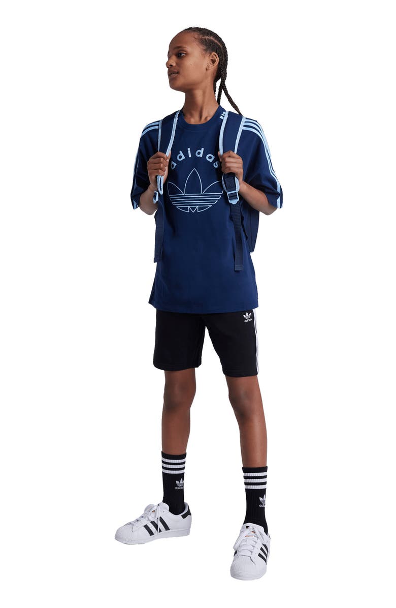 adidas Kids' 3-Stripes French Terry Shorts, Alternate, color, Black