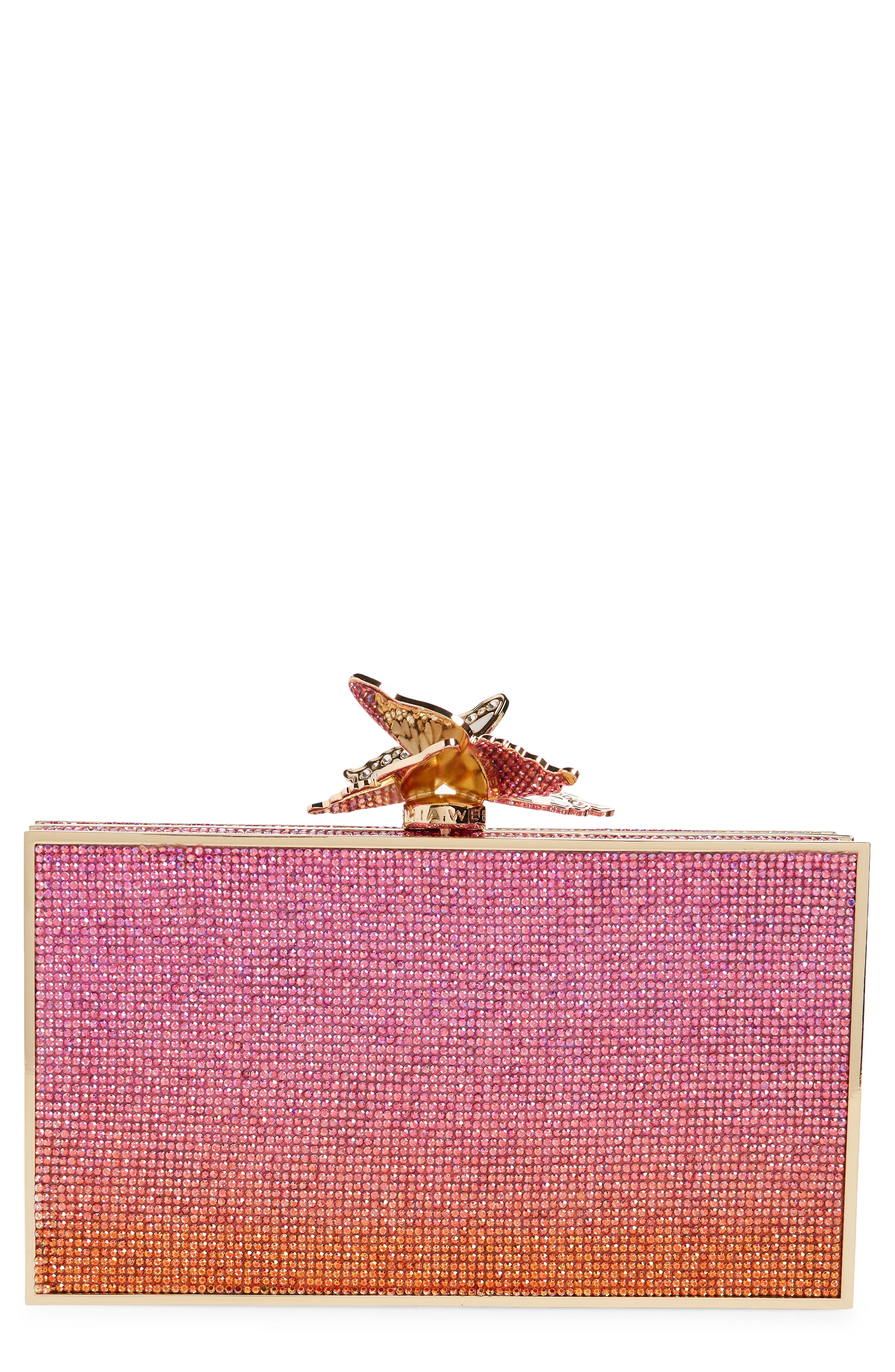Clara Crystal Box Clutch, Main, color, PINK OMBRE