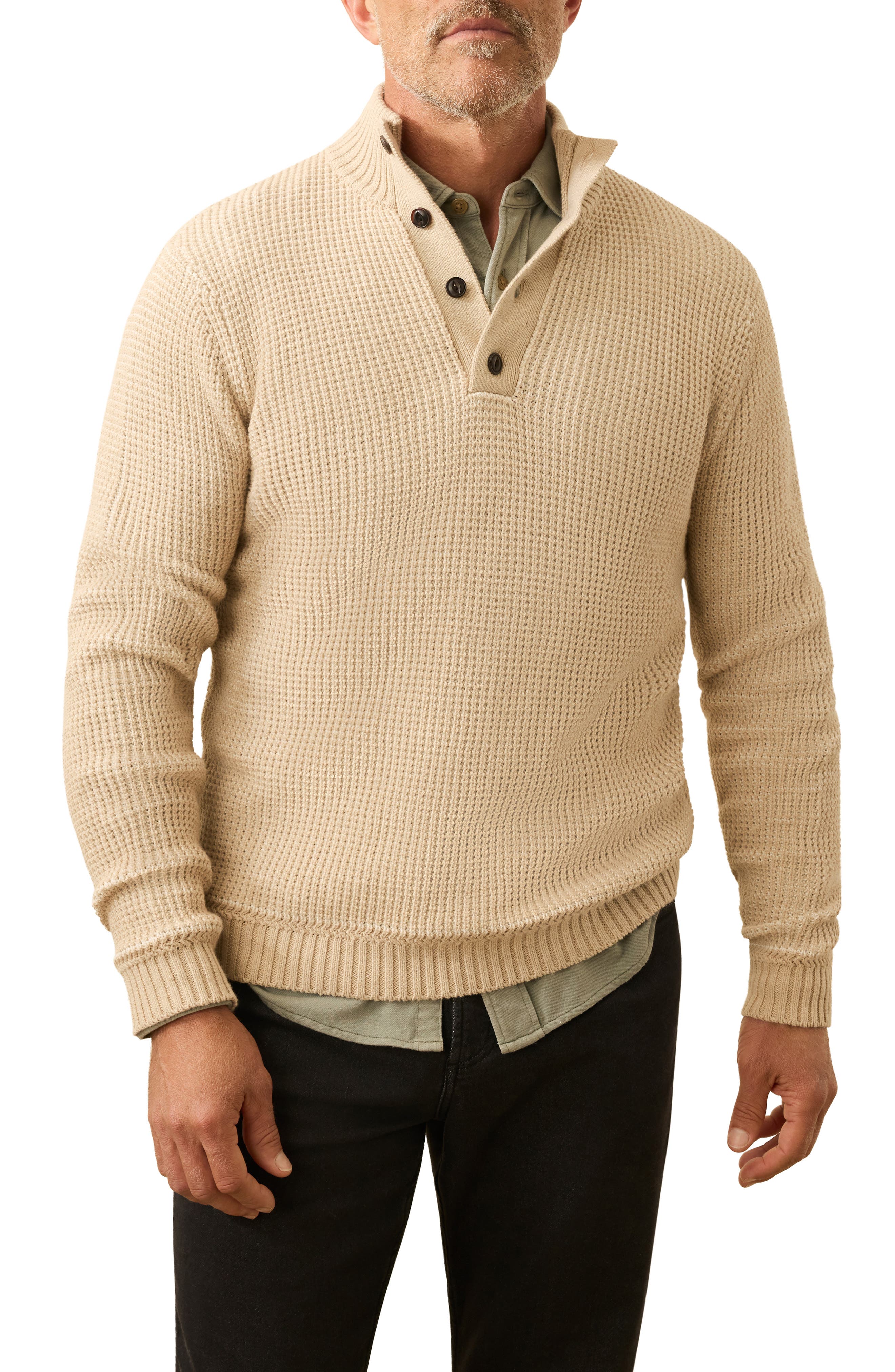 Quarter Button Organic Cotton & Cashmere Sweater - image 3