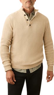Faherty Quarter Button Organic Cotton & Cashmere Sweater