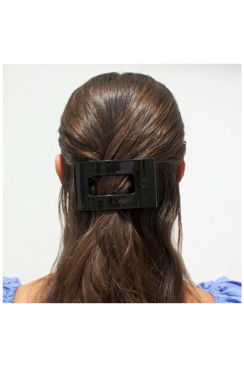 Medium Flat Rectangle Hair Clip, Alternate, color, JET BLACK