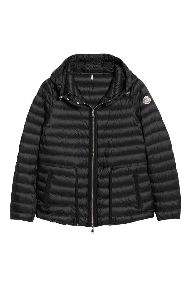 Raie Short Nylon Down Puffer Jacket, Alternate, color, BLACK