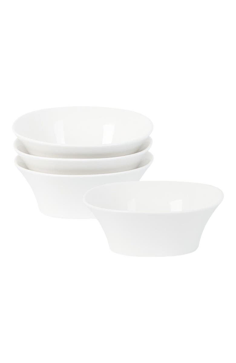 Stone Lain Quadro Porcelain 4-Piece Bowl Set, Main, color, White
