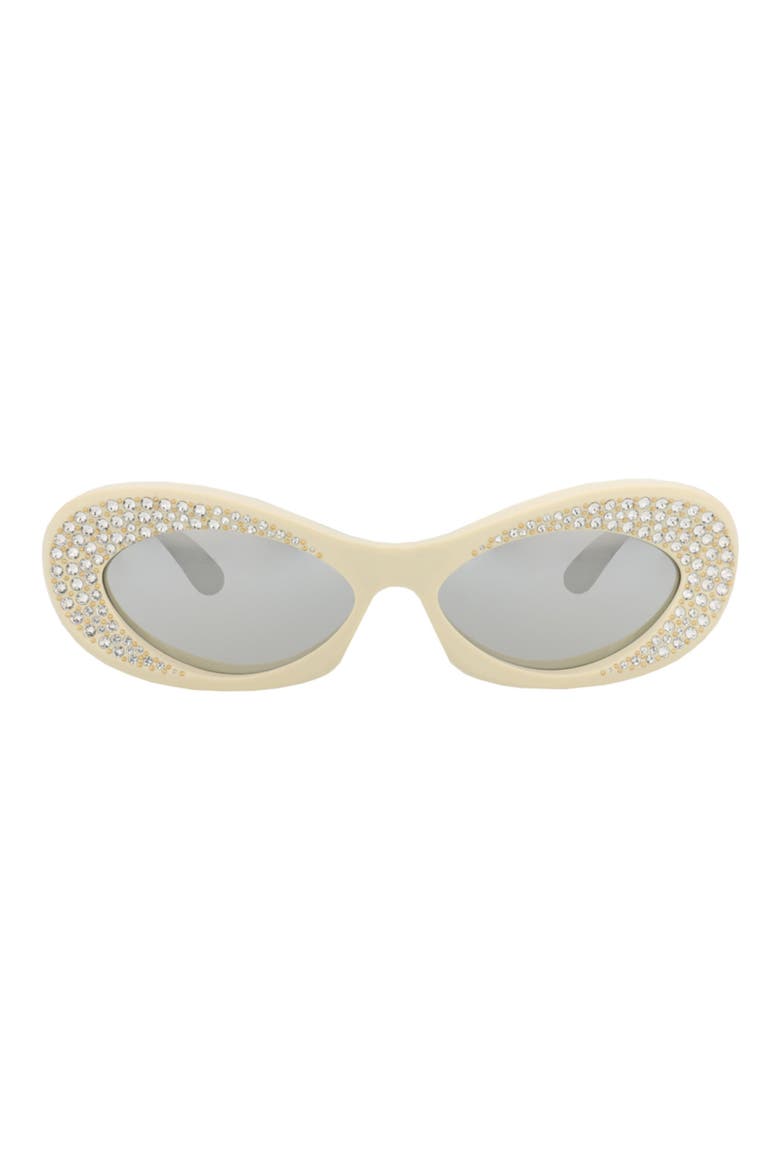 Special Edition 57mm Oval Sunglasses, Main, color, IVORY IVORY SILVER