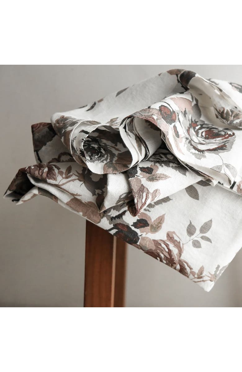 CG Hunter Eggplant and Grey Roses Tablecloth, Main, color, Grey