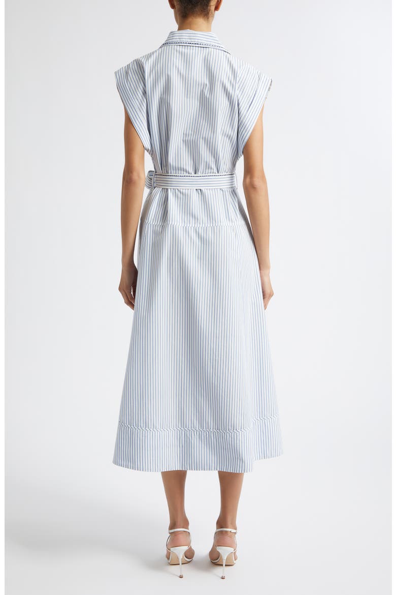 Callie Floral Appliqué Stripe Midi Shirtdress, Alternate, color, WHITE MULTI