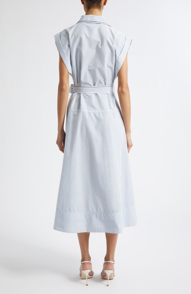 Cinq à Sept Callie Floral Appliqué Stripe Midi Shirtdress, Alternate, color, White Multi