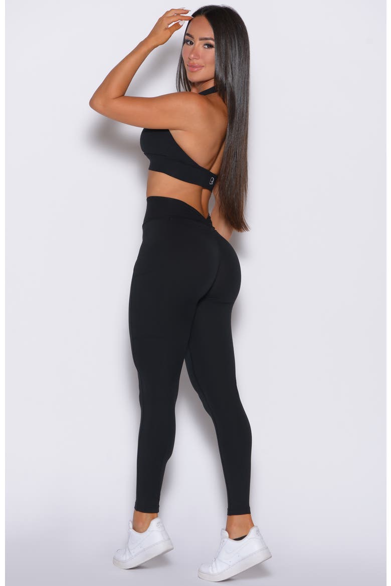 V Back Leggings, Alternate, color, Black