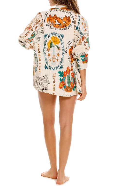 AGUA BENDITA AGUA BENDITA KESHI NOPAL CRINKLED STRETCH COTTON BUTTON-UP SHIRT