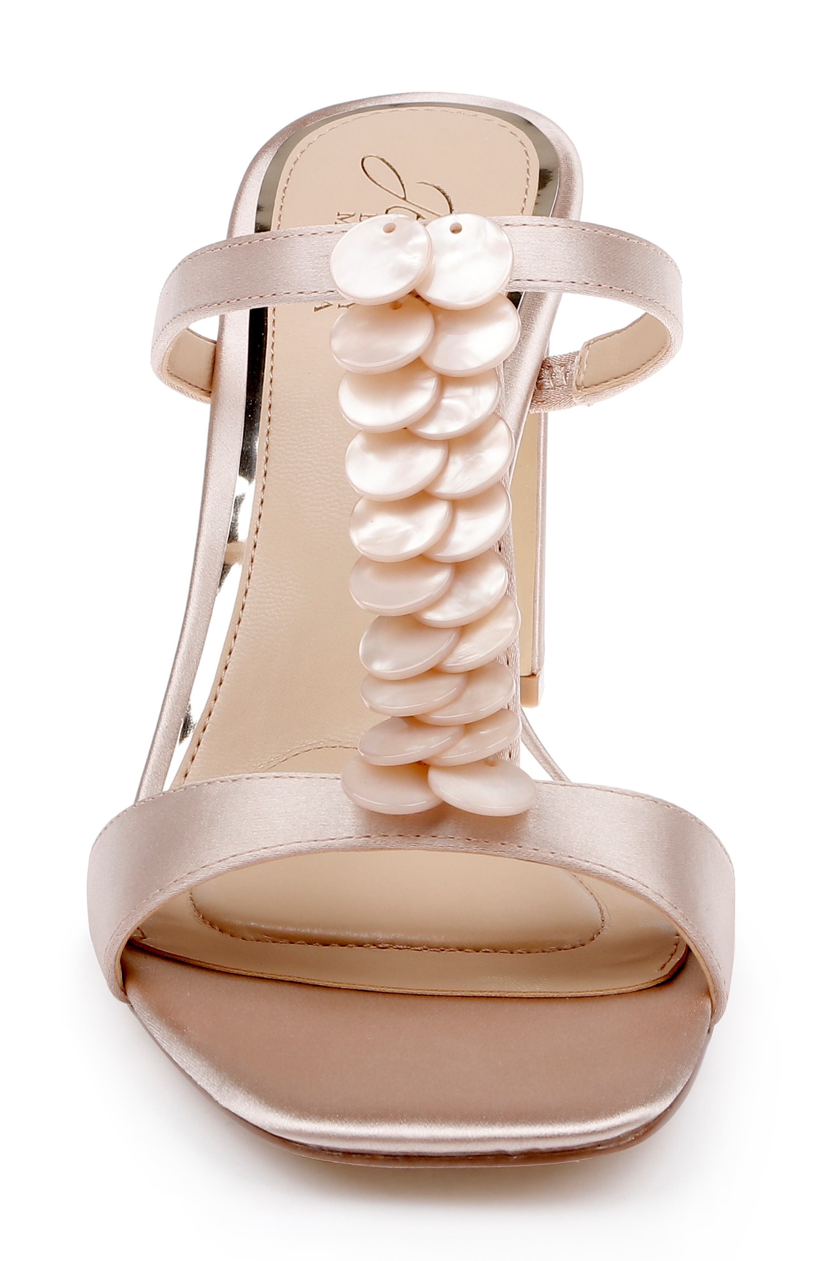 Jewel Badgley Mischka Pacifica Block Heel Sandal, Alternate, color, Dark Nude Satin