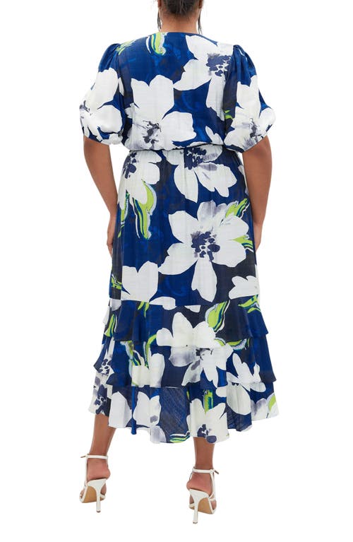 City Chic Bea Floral Midi Wrap Dress In Limelight Floral
