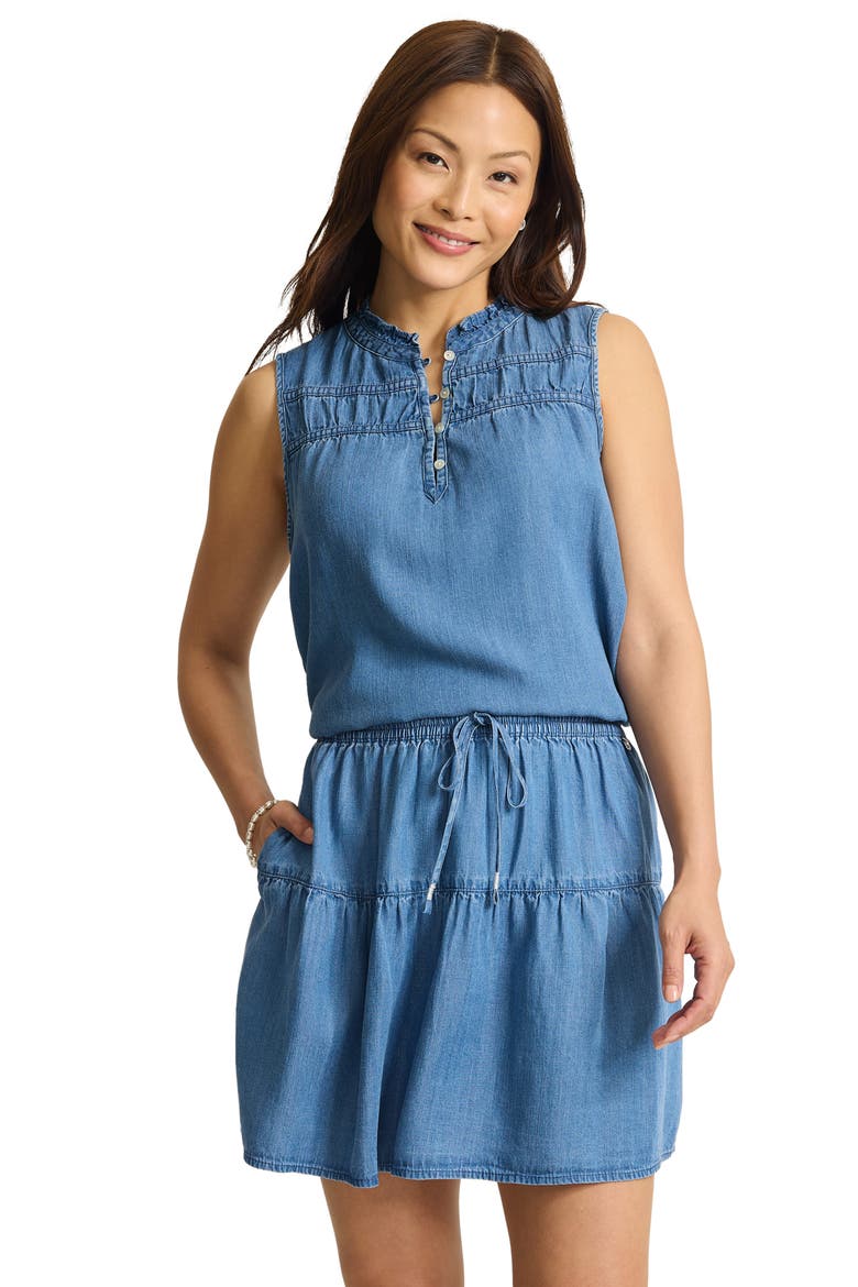Chambray O Lei Sleeveless Top, Alternate, color, MED INDIGO WASH