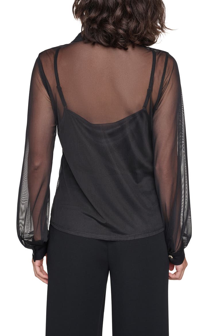 Floral Printed Mesh Shirt, Alternate, color, BLACK/ ADMIRAL RED MULTI