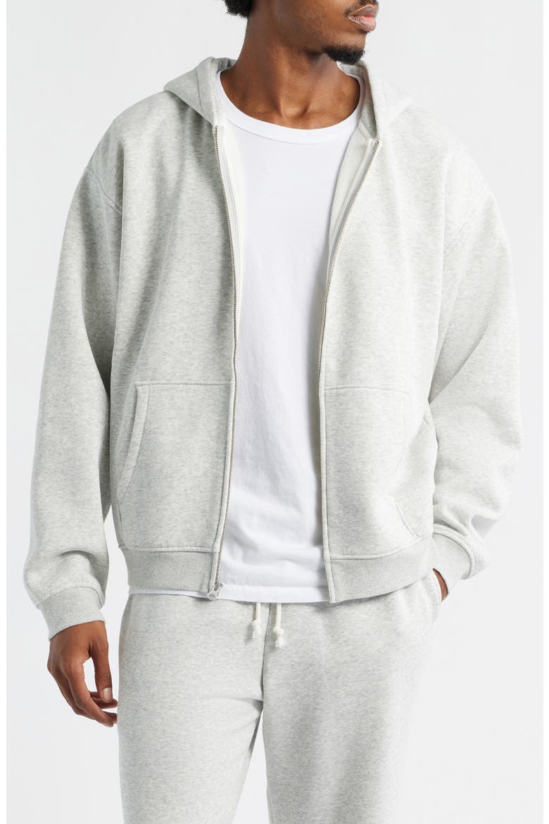 Relaxed Zip-Up Lounge Hoodie, Main, color, LIGHT HEATHER GREY