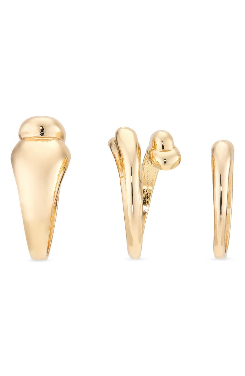 NORDSTROM RACK Set of 3 Bypass Wrap Rings, Alternate, color, Gold
